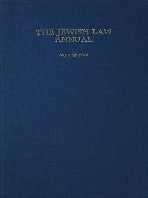 cover image of The Jewish Law Annual Volume 5